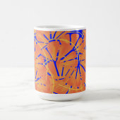 Royal Blue en Citrus Oranje tropisch ontwerp Magische Mok (Midden)