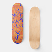 Royal Blue en Citrus Oranje tropisch ontwerp Persoonlijk Skateboard (Voorkant)