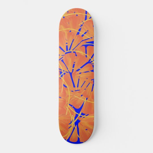 Royal Blue en Citrus Oranje tropisch ontwerp Persoonlijk Skateboard (Voorkant)