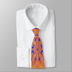 Royal Blue en Citrus Oranje tropisch ontwerp Stropdas