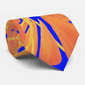 Royal Blue en Citrus Oranje tropisch ontwerp Stropdas (Opgerold)
