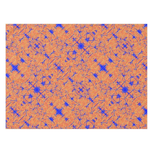 Royal Blue en Citrus Oranje tropisch ontwerp Tafelkleed (Voorkant (Horizontaal))