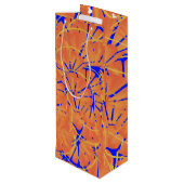 Royal Blue en Citrus Oranje tropisch ontwerp Wijn Cadeautas (Achterkant Gekanteld)