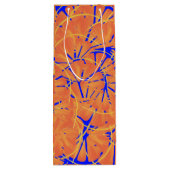 Royal Blue en Citrus Oranje tropisch ontwerp Wijn Cadeautas (Achterkant)