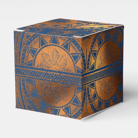 Royal Blue en Copper Gold Foil Egyptian Party Bedankdoosjes (Voorkant Zijde)