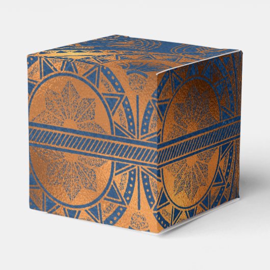 Royal Blue en Copper Gold Foil Egyptian Party Bedankdoosjes (Achterkant)
