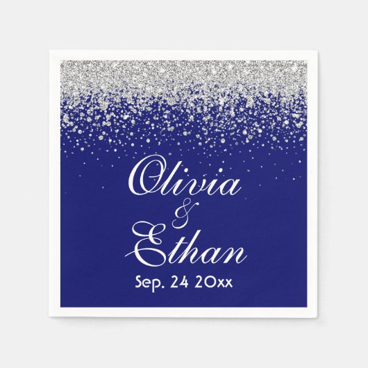 Royal Blue en Glittery Silver Servet (Voorkant)