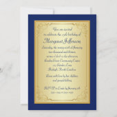 Royal Blue en Gold 75th Photo Birthday Invitation Kaart (Achterkant)
