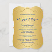 Royal Blue en Gold 75th Photo Birthday Invitation Kaart (Achterkant)