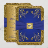 Royal Blue en Gold 80e verjaardag Kaart (Voorkant / Achterkant)