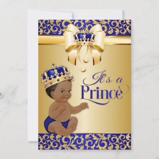Royal Blue en Gold African American Prince Crown Kaart (Voorkant)