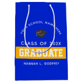 Royal Blue en Gold Afstuderen, aangepast Medium Cadeauzakje (Voorkant)