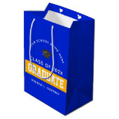 Royal Blue en Gold Afstuderen, aangepast Medium Cadeauzakje (Achterkant Gekanteld)