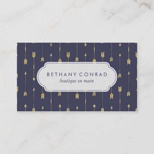 Royal Blue en Gold Arrow Visitekaartje (Voorkant)