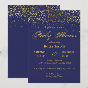 Royal Blue en Gold Baby shower Invitation Kaart