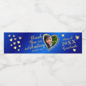 Royal Blue en Gold Bedankt 2025 Afstuderen Waterfles Etiket (Enkel label)