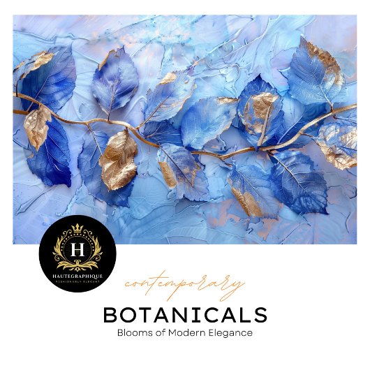 Royal Blue en Gold Botanical Tissue Papier