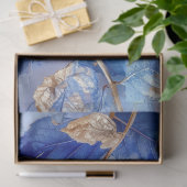Royal Blue en Gold Botanical Tissue Papier (Geschenk)