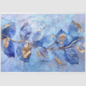 Royal Blue en Gold Botanical Tissue Papier (Voorkant)
