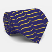 Royal Blue en Gold Bracket Pattern Stropdas (Opgerold)