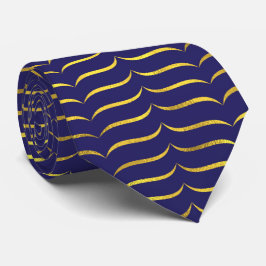 Royal Blue en Gold Bracket Pattern Stropdas