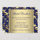 Royal Blue en Gold Bridal Luncheon Kaart (Voorkant / Achterkant)