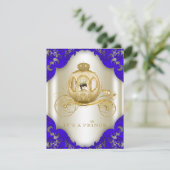 Royal Blue en Gold Carriage Prince Baby shower Kaart (Staand voorkant)