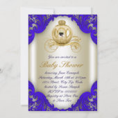 Royal Blue en Gold Carriage Prince Baby shower Kaart (Achterkant)