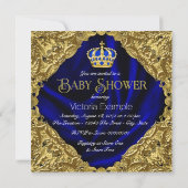 Royal Blue en Gold Crown Baby shower Kaart (Achterkant)