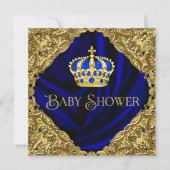 Royal Blue en Gold Crown Baby shower Kaart (Voorkant)