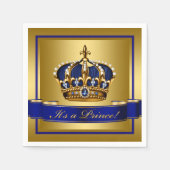 Royal Blue en Gold Crown Baby shower Servet (Voorkant)