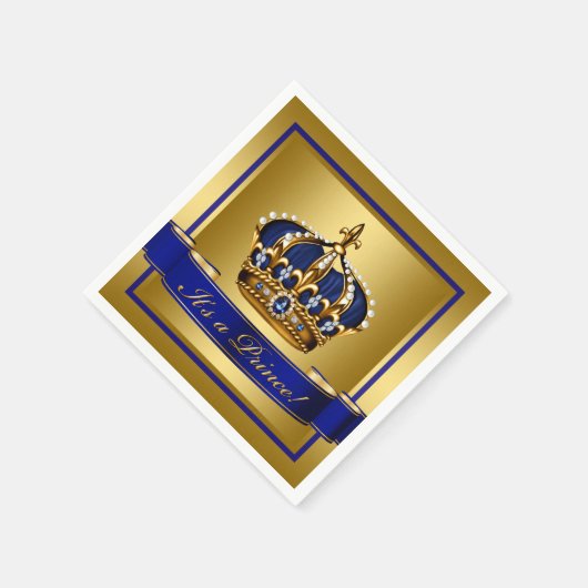 Royal Blue en Gold Crown Baby shower Servet (Hoek)