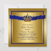 Royal Blue en Gold Crown Prince Baby shower Kaart (Achterkant)