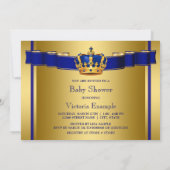 Royal Blue en Gold Crown Prince Baby shower Kaart (Achterkant)