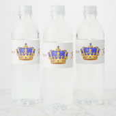 Royal Blue en Gold Crown Prince Baby shower Waterfles Etiket (Flessen)