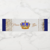 Royal Blue en Gold Crown Prince Baby shower Waterfles Etiket (Enkel label)