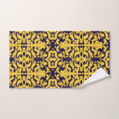 Royal Blue en Gold Damask Bad Handdoek (Handdoek)