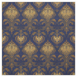 Royal Blue en Gold Damask Design Stof