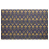 Royal Blue en Gold Damask Design Stof (Fat Quarter)