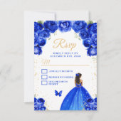Royal Blue en Gold Dark Skin Princess RSVP Kaartje (Voorkant)