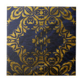 Royal Blue en Gold Elegant Classic Baroque Tegeltje (Voorkant)