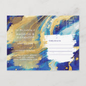 Royal Blue en Gold Elegant Wedding Save the Date Aankondigingskaart (Achterkant)
