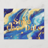 Royal Blue en Gold Elegant Wedding Save the Date Aankondigingskaart (Voorkant)
