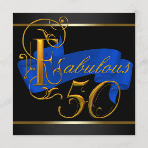 Royal Blue en Gold Fabulous 50ste verjaardagsfeest Kaart