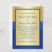 Royal Blue en Gold Floral bruiloft uitnodiging (Achterkant)