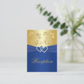 Royal Blue en Gold Floral Enclosure Kaart (Staand voorkant)