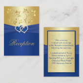 Royal Blue en Gold Floral Enclosure Kaart (Voorkant / Achterkant)
