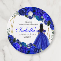 Royal Blue en Gold Floral Quinceanera Circle Favo