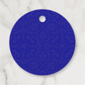 Royal Blue en Gold Floral Quinceanera Circle Favo Bedankjes Labels (Achterkant)