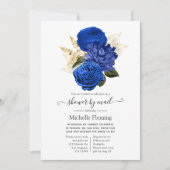 Royal Blue en Gold Floral Vrijgezellenfeest per po Kaart (Voorkant)